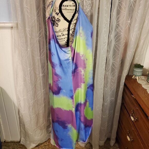 Dressfo blue multicolored braided spaghetti strap tank top size large - Picture 3 of 4